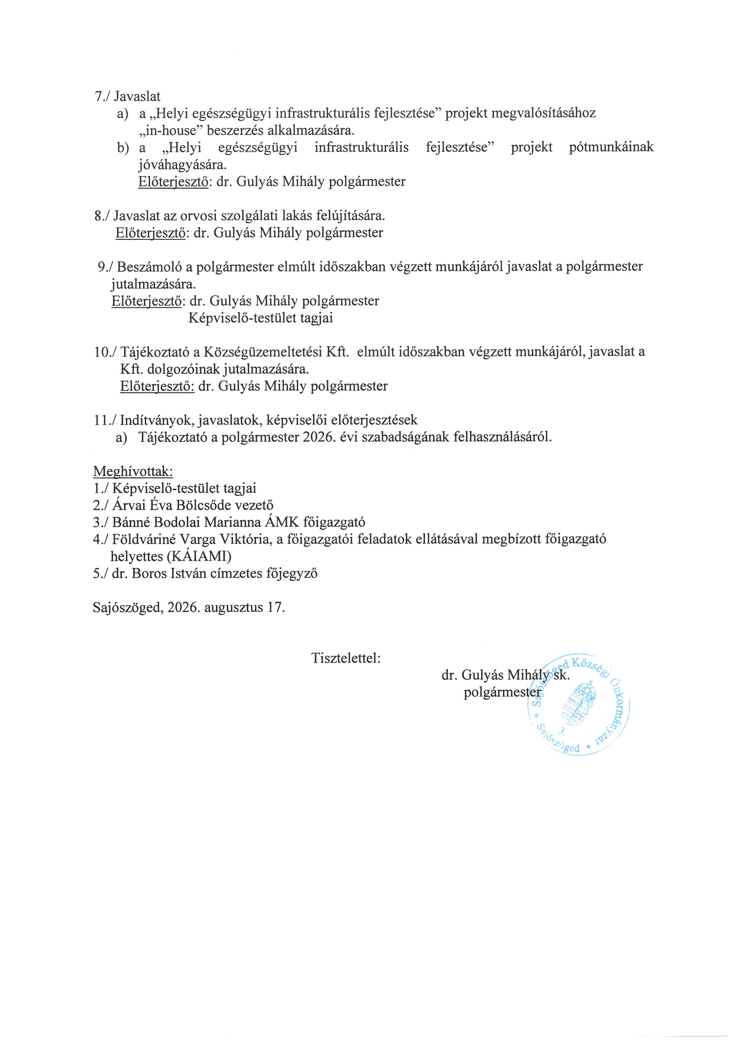 Képviselő testületi ülés