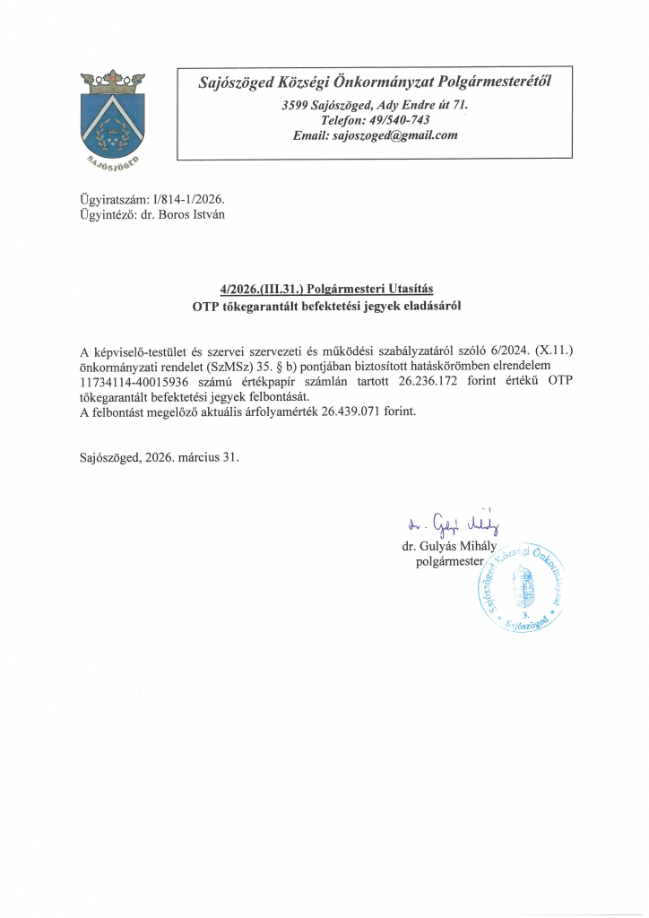 Polg&aacute;rmesteri utas&iacute;t&aacute;s